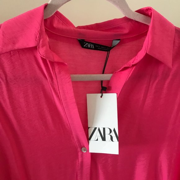 ZARA | Ruffled Satin Effect Dress - NWT - Picture 7 of 7